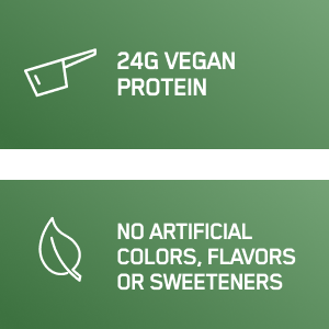 Optimum Nutrition Plant Protein contains 24g of Vegan Protein, no artificial colors or sweeteners