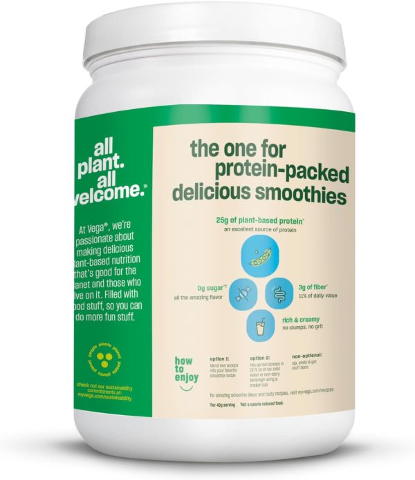 61ESdl8fZCL._AC_SL1500_ Vega Original Essential Protein - 25g Plant-Based Protein, Creamy Vanilla, 20 Servings, Vegan Non-GMO Drink Mix, Smoothie & Shake Ready, Gluten Free, Dairy Free, 32.5oz (Packaging May Vary)