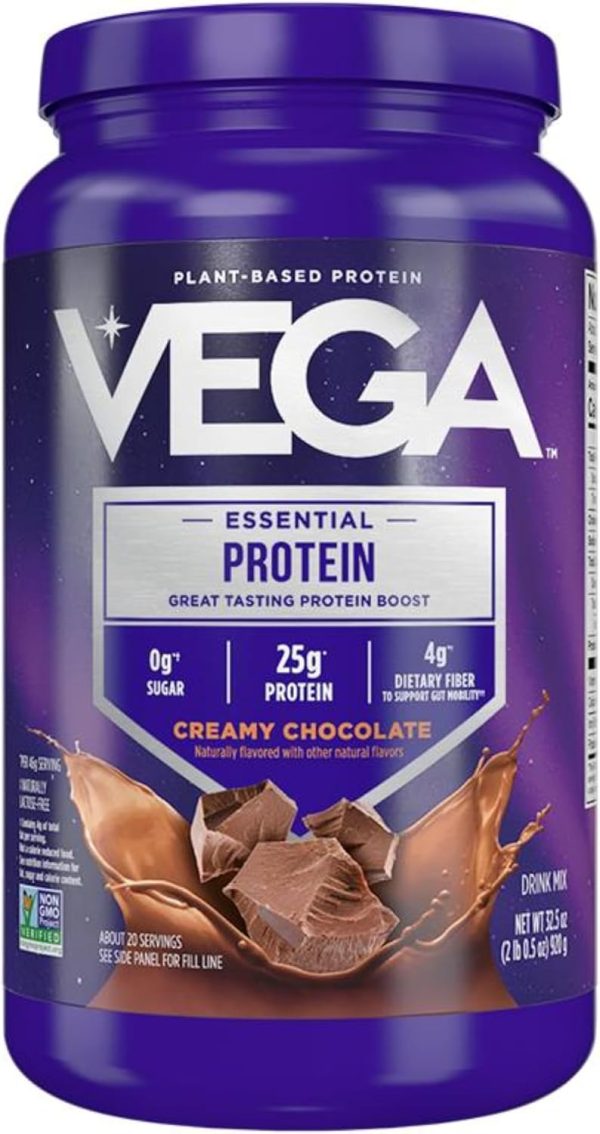 7158U7kkK8L._AC_SL1500_ Vega Original Essential Protein - 25g Plant-Based Protein, Creamy Vanilla, 20 Servings, Vegan Non-GMO Drink Mix, Smoothie & Shake Ready, Gluten Free, Dairy Free, 32.5oz (Packaging May Vary)
