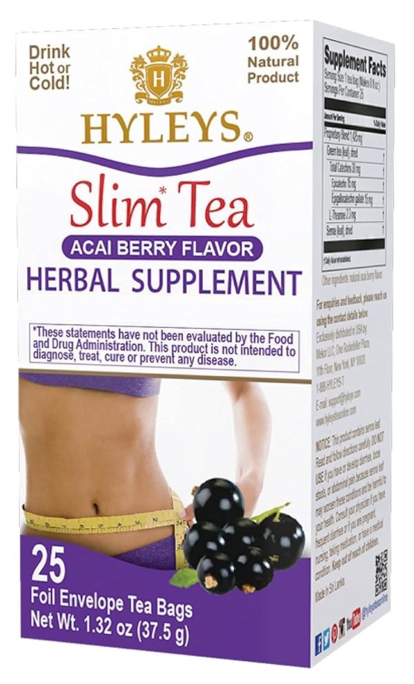 Hyleys Slim Tea 5 Flavor Assortment - Weight Loss Herbal Supplement Cleanse and Detox - 25 Tea Bags (1 Pack)
