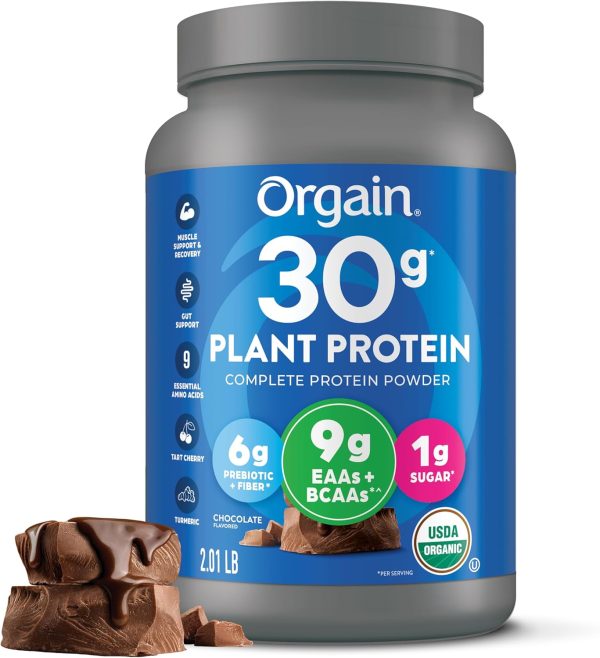 Orgain Organic 30g Vegan Protein Powder, Vanilla, 9g EAAs + BCAAs, Plant Protein, 4g Prebiotic + Fiber, 1g Sugar, Pre-Workout, Muscle Support Recovery - 2.01lb