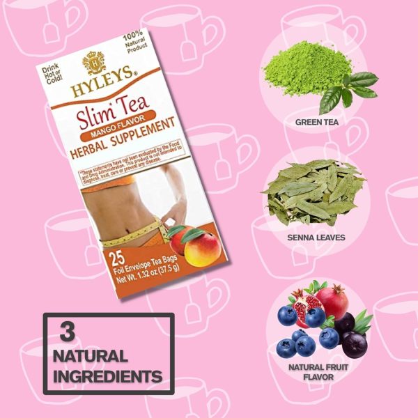 Hyleys Slim Tea 5 Flavor Assortment - Weight Loss Herbal Supplement Cleanse and Detox - 25 Tea Bags (1 Pack)