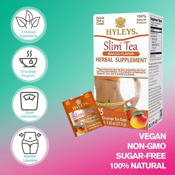 Hyleys Slim Tea 5 Flavor Assortment - Weight Loss Herbal Supplement Cleanse and Detox - 25 Tea Bags (1 Pack)