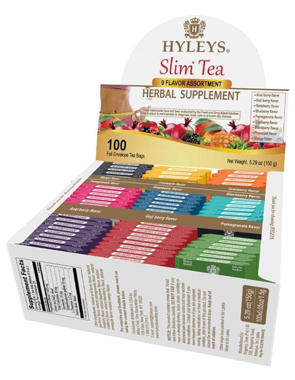 Hyleys Slim Tea 5 Flavor Assortment - Weight Loss Herbal Supplement Cleanse and Detox - 25 Tea Bags (1 Pack)