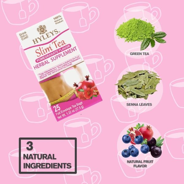 Hyleys Slim Tea 5 Flavor Assortment - Weight Loss Herbal Supplement Cleanse and Detox - 25 Tea Bags (1 Pack)