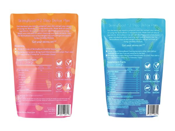 Skinny Boost Detox Tea Kit- 2 PACK –1 Daytime (28 Bags) + 1 Evening -(14 Bags) – Herbal Detox for Weight, Metabolism, Energy, Bloating & Colon Cleanse – Green Tea, Vegan, Keto, Non-GMO, Sugar-Free