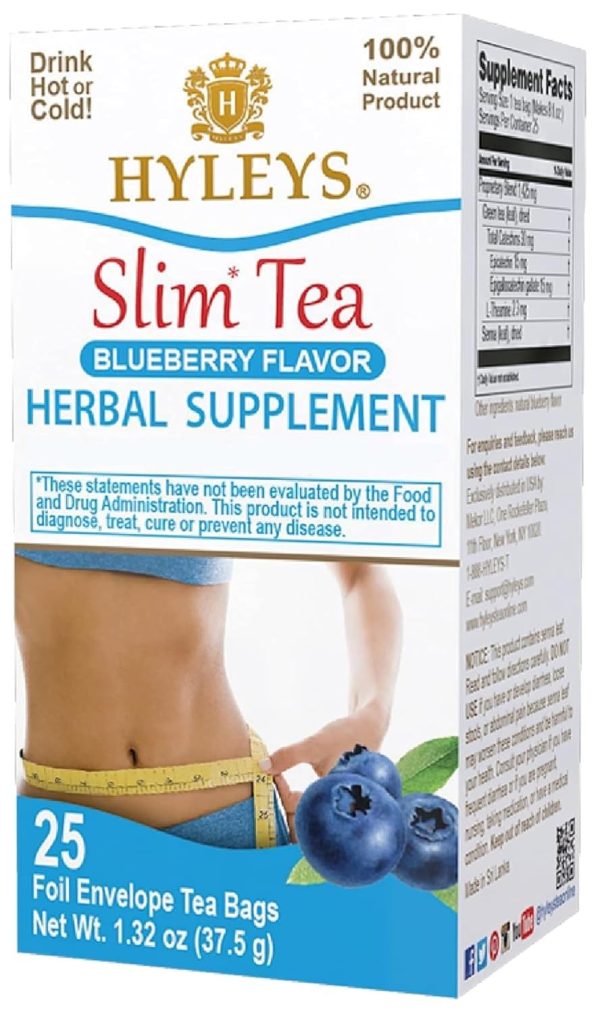 Hyleys Slim Tea 5 Flavor Assortment - Weight Loss Herbal Supplement Cleanse and Detox - 25 Tea Bags (1 Pack)