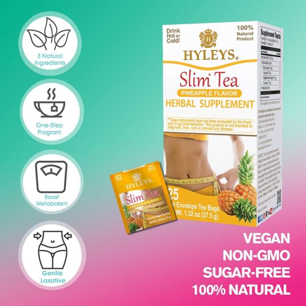 Hyleys Slim Tea 5 Flavor Assortment - Weight Loss Herbal Supplement Cleanse and Detox - 25 Tea Bags (1 Pack)