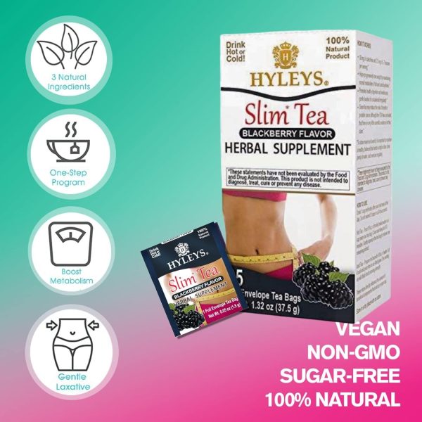 Hyleys Slim Tea 5 Flavor Assortment - Weight Loss Herbal Supplement Cleanse and Detox - 25 Tea Bags (1 Pack)