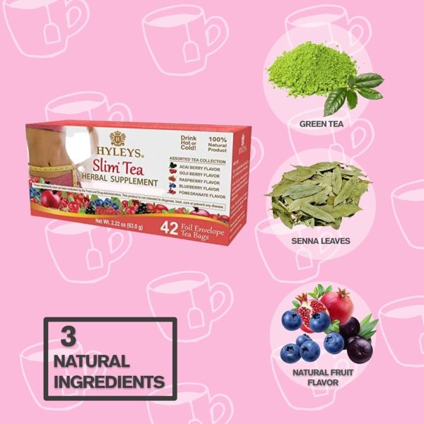 Hyleys Slim Tea 5 Flavor Assortment - Weight Loss Herbal Supplement Cleanse and Detox - 25 Tea Bags (1 Pack)