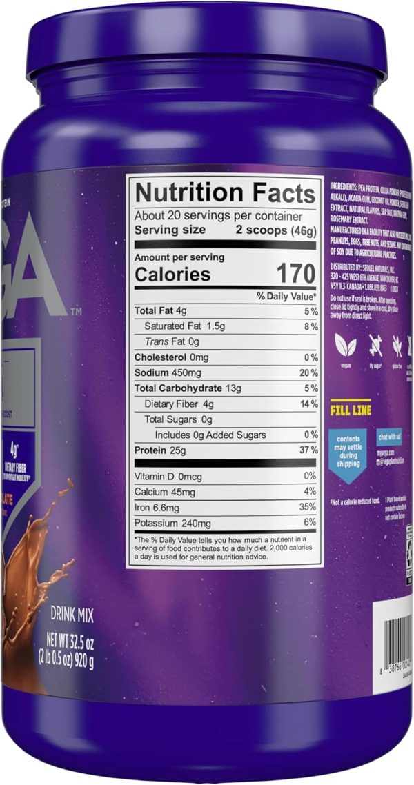 71thhcq3bEL._AC_SL1500_ Vega Original Essential Protein - 25g Plant-Based Protein, Creamy Vanilla, 20 Servings, Vegan Non-GMO Drink Mix, Smoothie & Shake Ready, Gluten Free, Dairy Free, 32.5oz (Packaging May Vary)