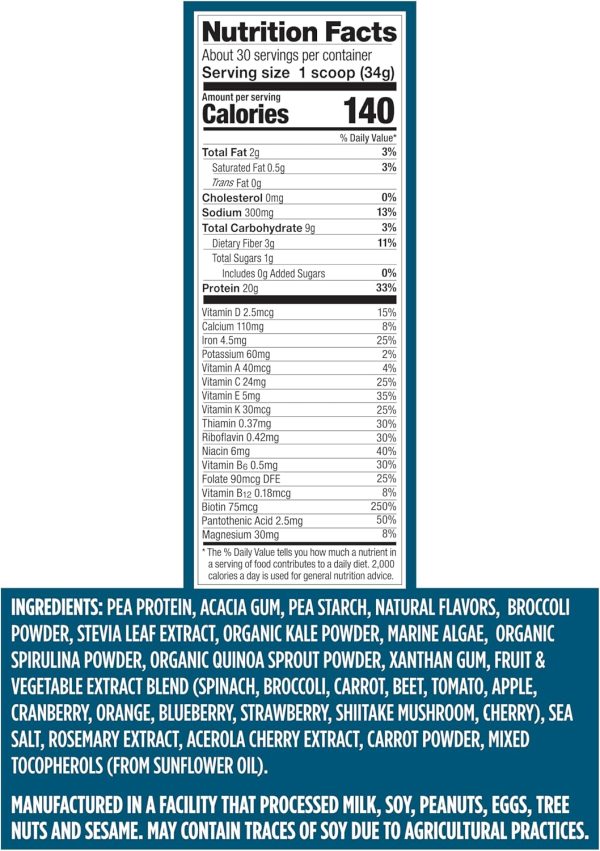 81JQKwJZSBL._AC_SL1500_ Vega Original Essential Protein - 25g Plant-Based Protein, Creamy Vanilla, 20 Servings, Vegan Non-GMO Drink Mix, Smoothie & Shake Ready, Gluten Free, Dairy Free, 32.5oz (Packaging May Vary)