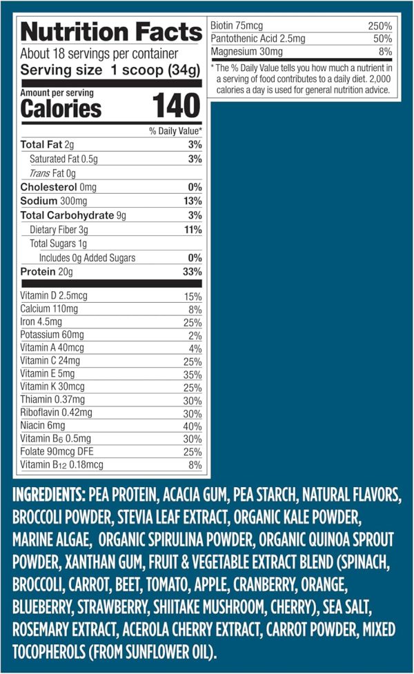 81Md9dqgK8L._AC_SL1500_ Vega Original Essential Protein - 25g Plant-Based Protein, Creamy Vanilla, 20 Servings, Vegan Non-GMO Drink Mix, Smoothie & Shake Ready, Gluten Free, Dairy Free, 32.5oz (Packaging May Vary)