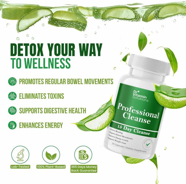DR VITAMIN SOLUTIONS 15 Day Gut Cleanse Detox for Women, GLP-1 Support - Natural Colon & Detox Cleanse for Weight Loss - Bloating & Constipation Relief - Flushes Toxins & Supports Immunity - 30 Ct.