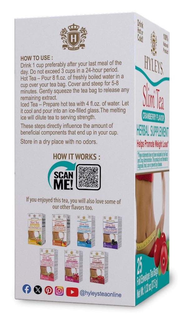 Hyleys Slim Tea 5 Flavor Assortment - Weight Loss Herbal Supplement Cleanse and Detox - 25 Tea Bags (1 Pack)