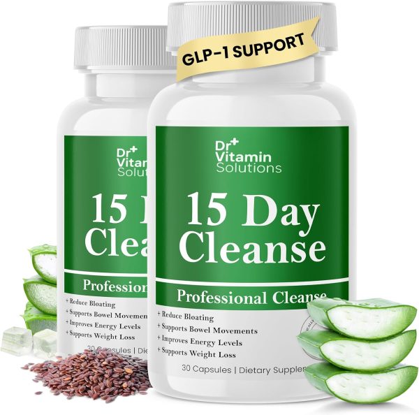 DR VITAMIN SOLUTIONS 15 Day Gut Cleanse Detox for Women, GLP-1 Support - Natural Colon & Detox Cleanse for Weight Loss - Bloating & Constipation Relief - Flushes Toxins & Supports Immunity - 30 Ct.