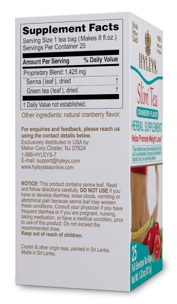 Hyleys Slim Tea 5 Flavor Assortment - Weight Loss Herbal Supplement Cleanse and Detox - 25 Tea Bags (1 Pack)