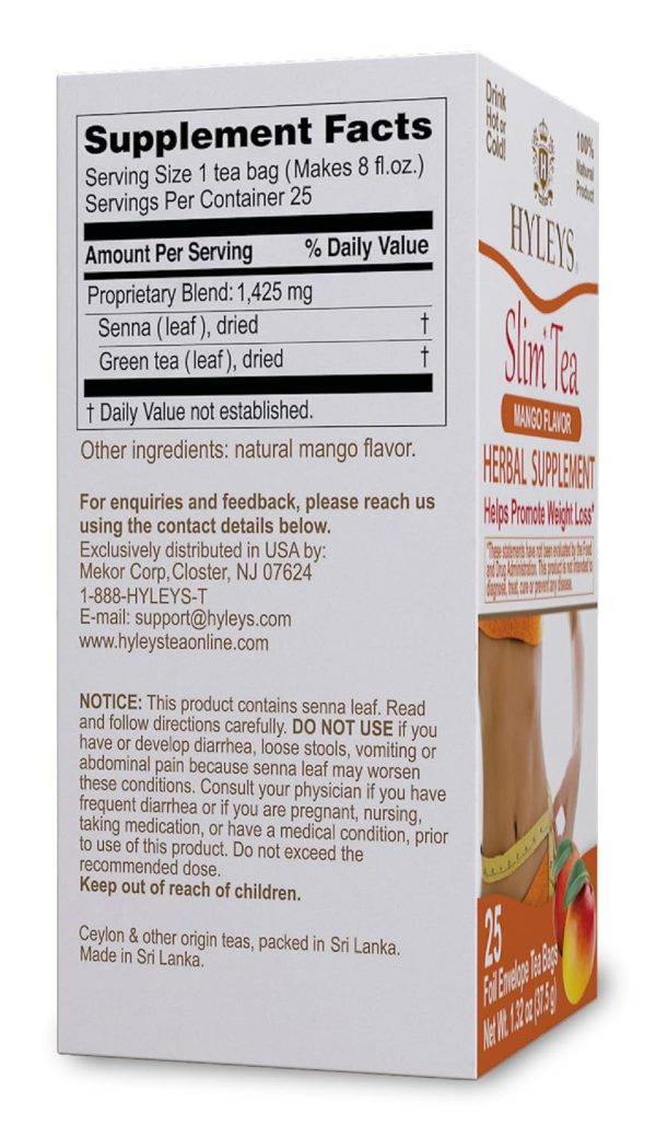 Hyleys Slim Tea 5 Flavor Assortment - Weight Loss Herbal Supplement Cleanse and Detox - 25 Tea Bags (1 Pack)