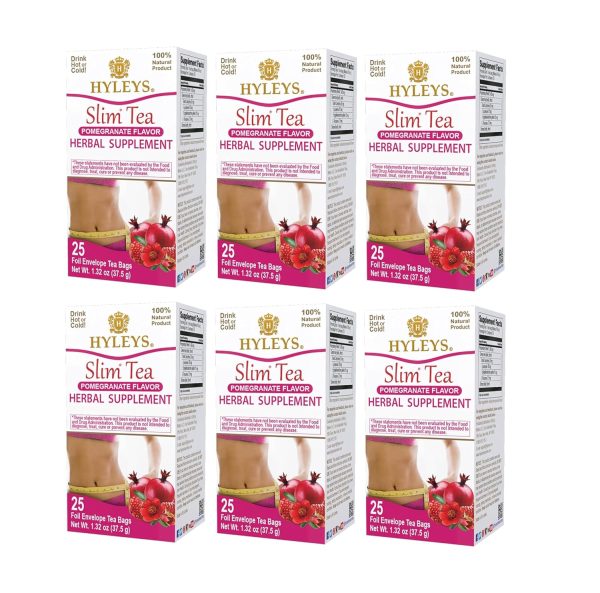 Hyleys Slim Tea 5 Flavor Assortment - Weight Loss Herbal Supplement Cleanse and Detox - 25 Tea Bags (1 Pack)