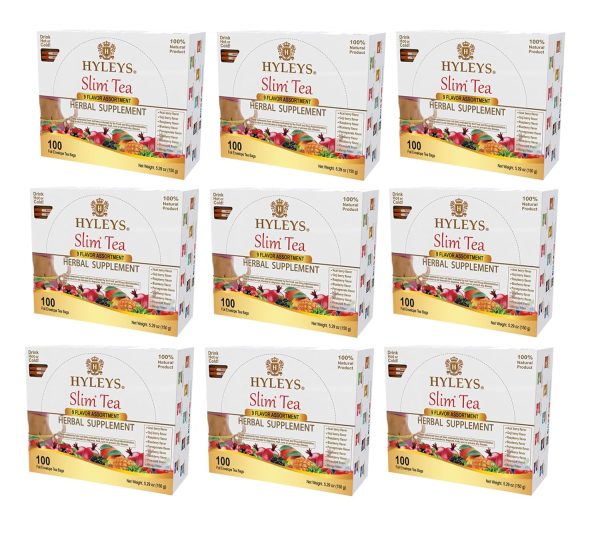 Hyleys Slim Tea 5 Flavor Assortment - Weight Loss Herbal Supplement Cleanse and Detox - 25 Tea Bags (1 Pack)