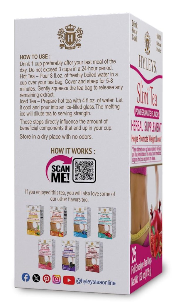 Hyleys Slim Tea 5 Flavor Assortment - Weight Loss Herbal Supplement Cleanse and Detox - 25 Tea Bags (1 Pack)