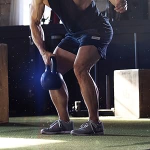 Man doing kettlebell workout