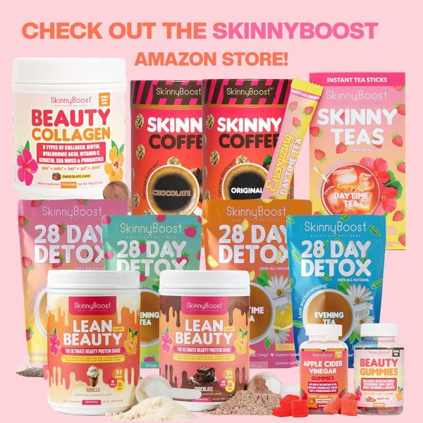 Skinny Boost Detox Tea Kit- 2 PACK –1 Daytime (28 Bags) + 1 Evening -(14 Bags) – Herbal Detox for Weight, Metabolism, Energy, Bloating & Colon Cleanse – Green Tea, Vegan, Keto, Non-GMO, Sugar-Free